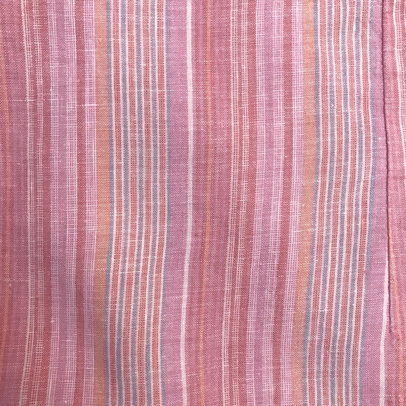 St Johns Bay Linen Top Womens Size XL Extra Large Pink Candy Stripe Relaxed Fit - Picture 8 of 9